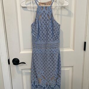 Lulu's Blue Lace Midi Dress